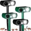 2 Pcs Ultrasonic Animal Repellent Outdoor Solar USB Powered Repeller Cat Dog Deer Deterrent Waterproof Motion Sensor Deterrent for Yard Garden bunny Squirrel Fox Pest (Green Black,Novel Style)