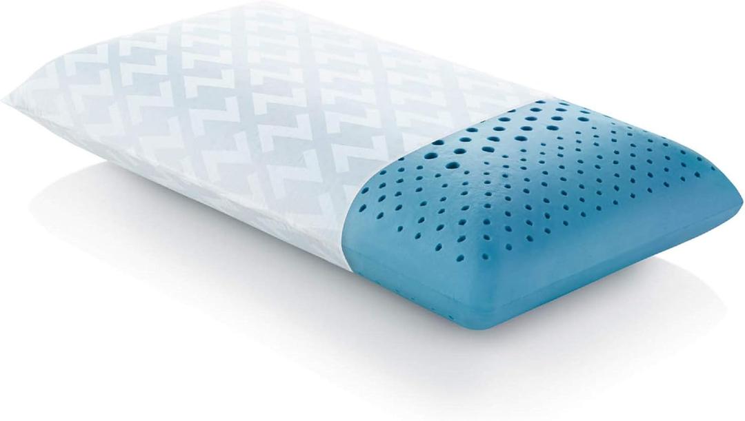 MALOUF Zoned Pillow Infused with Temperature Regulating Gel-New ACTIVEDOUGH Formula is Responsive, Supportive, and Plush-Mid Loft-Queen, Blue (Queen (Pack of 1))