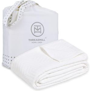 Threadmill Luxury Cotton Blankets for Twin Size Bed | All-Season 100% Cotton Twin Blanket for Bed | Aster Jacquard Lightweight, Soft & Cozy Coverlet, 350GSM, 68x90 inches | White