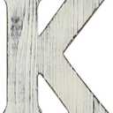 13,5" Extra Large Wooden Letter - Big Rustic Decor for Wedding, Guest Book, Nursery - Distressed (White K)