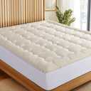 Luxury 100% Organic Wool Mattress Topper Made from Australian Merino, Extra Soft 1500 GSM Wool Mattress Pad for Back Pain Relief, Fuffy Mattress Cover (Beige, Queen(60"x80"))