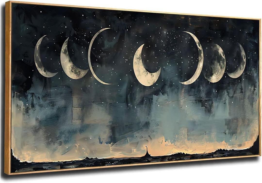 ILLBDR Framed Large Wall art Moon Wall art Nature Landscape Painting Decor Dark Academia Rustic Farmhouse Aesthetics for Bedroom Living Room Office 20"x40"