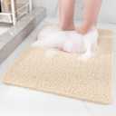 Non-Slip Shower Mat Bathtub Mat for Bath Tub,Anti Slip Bath Tub Mat,Floor Mat,Soft PVC Loofah Bathroom Mats,Foot Scrubber Mat,Quick Drying Easy Cleaning Mats for Wet Areas（40" x 16" Beige）