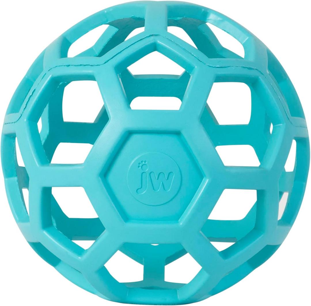 JW Pet HOL-ee Roller, Dog Toy Puzzle Ball, Natural Rubber, Large (5.5 Inch Diameter), Blue