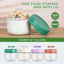 Hoa Kinh 10oz 12Pack Overnight Oats Jars with Lids, Leak Proof Small Jars for Overnight Oats, Cereal, Clear Empty Glass Jar with Lids for Kitchen(Red, Green, Purple and White)