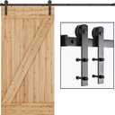 SMARTSTANDARD 8ft Barn Door Hardware Kit, Sliding Door Hardware Kit, Smoothly & Quietly - Heavy Duty Sturdy - Easy to Install, Fits 42"-48" Wide Door Panel (I Shape)