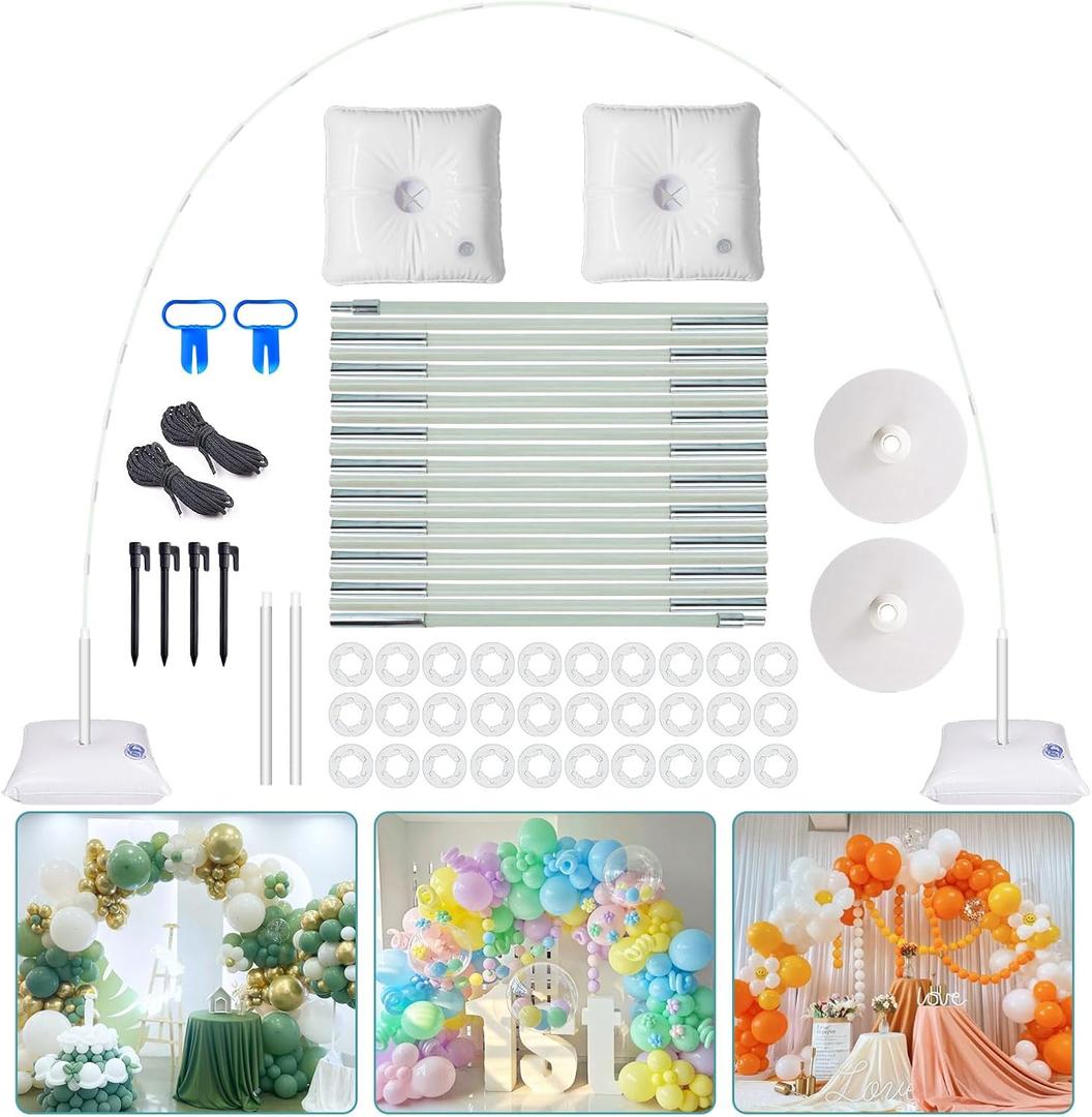 IDAODAN Balloon Arch Kit, Balloon Arch Stand with Base, Adjustable Wide Garland Arch for Wedding Baby Shower Birthday Party Supplies Decorations (White)