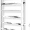 R FLORY 6 Bars Towel Warmer for Bathroom, Wall Mounted Electric Heated Towel Rack with Timer, Plug-in/Hardwired Stainless Steel Towel Heater, Chrom