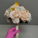9 Inch Wedding Bouquet for Bride Bridesmaid Champagne Silk Rose Bouquet for Wedding Party Prom Decoration (Champagne2)