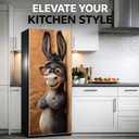 Donkey Refrigerator Wrap Peel and Stick, Funny Animal Fridge Door Sticker, Removable Waterproof Self Adhesive Vinyl Refrigerator Wrap Cover, Kitchen Appliance Decor 23.6 x 70.9 Inch