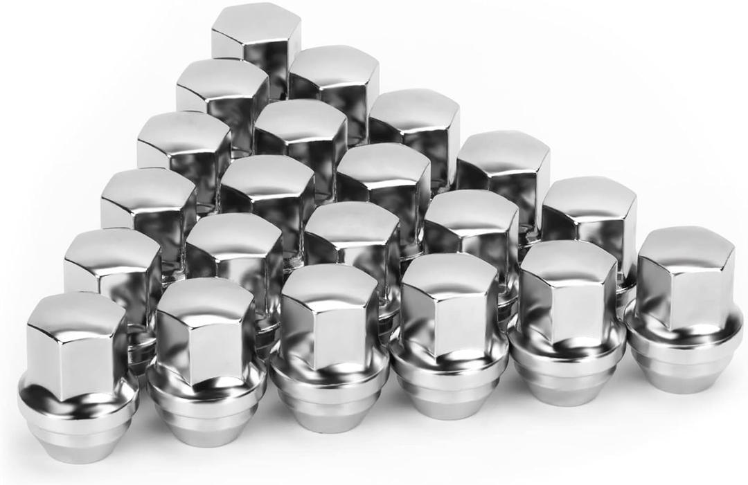 20pcs M14x1.5 Lug Nuts Chrome, OEM Factory Style 7/8" Hex 1.5" Height Acorn Wheel Lug Nuts Compatible with Wrangler, Gladiator, Grand Cherokee, Ram 1500, Mustang, Replace 6509422AA,611-330 (Silver)