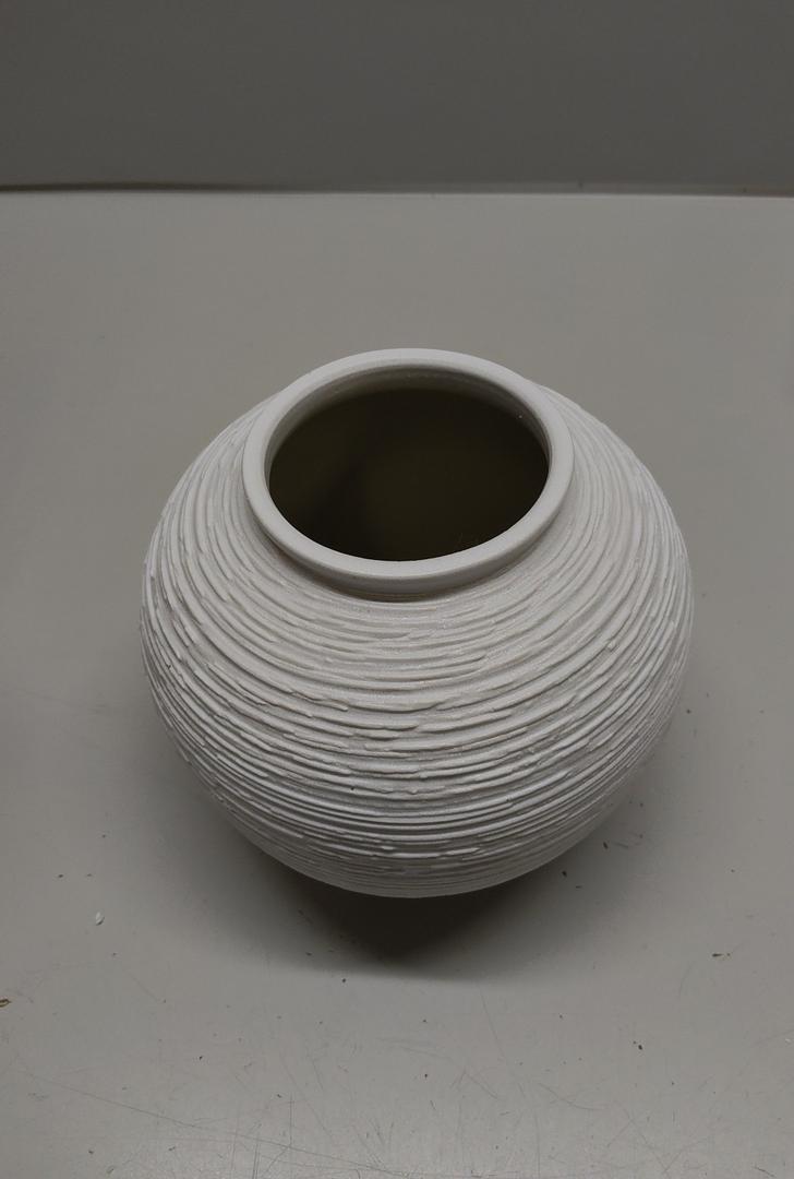 Rustic Farmhouse Vase Home Decor - 6 in Ceramic Boho Rustic Ribbed Whitewash
