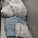 WONGS BEDDING Aqua Comforter Set Queen Size, Damask Texture 7 Pieces Bed in a Bag Microfiber Bohemian Comforter Bedding Sheet Set with Comforter, Flat Sheet, Fitted Sheet,Pillow Shams,Pillowcases