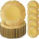 50 Pcs Charger Plates Bulk for Wedding Chargers 13" Reusable Round Serving Plate Table Chargers for Catering Family Party Restaurant Home Dinner Supplies (Reef,Gold)