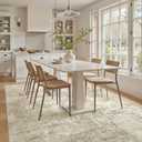 Soalmost Abstract 7x9 Area Rug for Living Room Washable Rugs Beige/Gray | Non-Slip Low-Pile Carpet for Dining Bedroom, Foldable Thin Vintage Stain Resistant Floor Mat Under Table Home Office Nursery