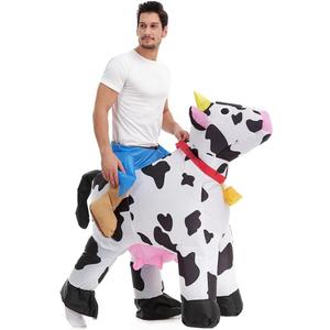 HSCTEK Inflatable Cow Costume Adult Men Women, Blow up Ride on Animal Cosplay Teen, Riding Halloween Rider Clothes Plus L
