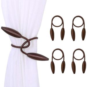 4-Pack Coffee Curtain Holdbacks Decorative Window Drape Twist Curtains Tiebacks Random Modelling Curtain Holders (Coffee)
