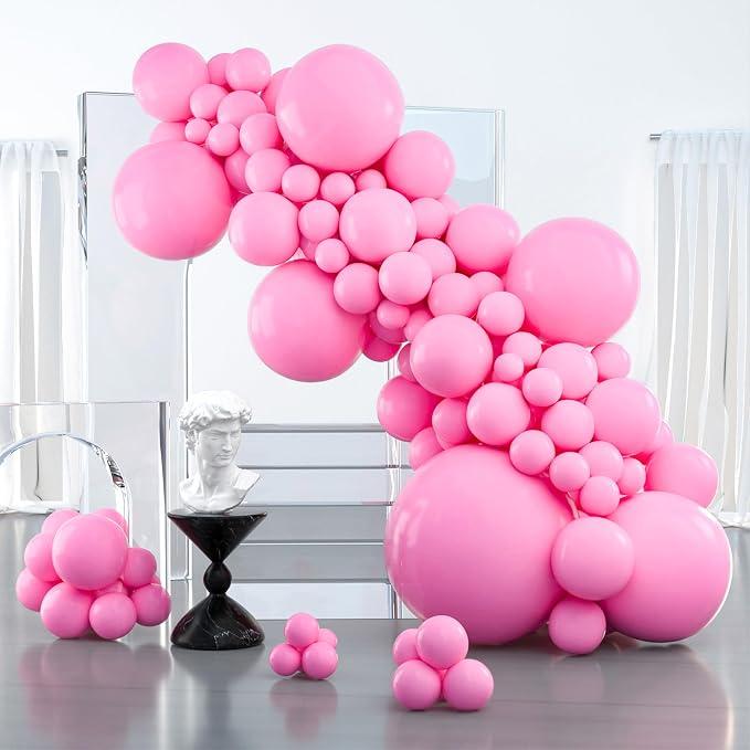 PartyWoo Pink Balloons 127pcs Matte Pink Color 36 18 12 10 5 Inch | 36 18 12 10 5 Inch for Baby Shower Valentine's Day Princess Bachelorette Birthday Valentine's Party Decorations Pink-Y11