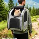 Pecute Cat Backpack Carrier Expandable , Foldable Pet Backpack for Cats & Small Dogs Up to 11lbs, with 4-Side Breathable Mesh, Multi-Entry & Lockable Zippers for Travel, Hiking, Camping - Hands Free,