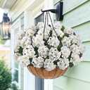 8 Bundles Artificial Flowers for Outdoors, Realistic Geraniums Fake Flowers for Decorations, UV Resistant Silk Faux Flowers Plants for Outside Garden Porch Planter Yard Patio Home Decor(White)