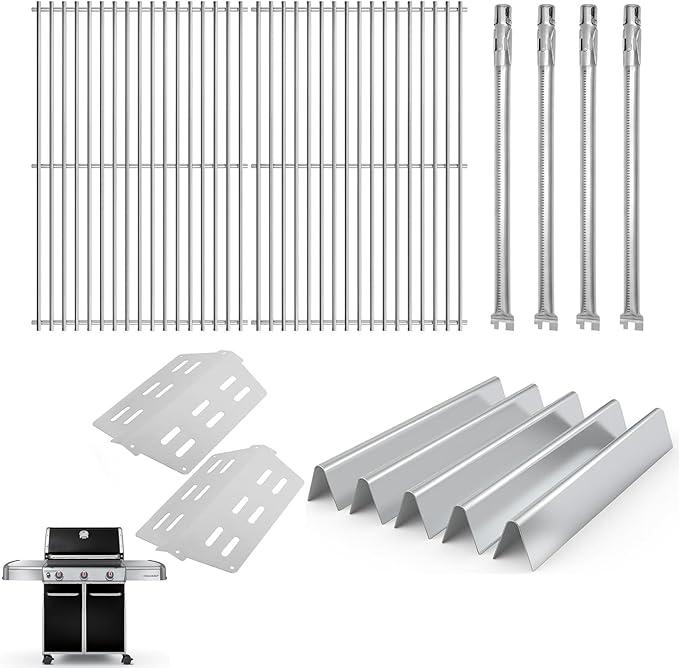 Grill Parts Kit for Weber Genesis 300 330 Series Genesis E330 E310 S310 S330 EP330 S320 E320 EP-310 EP-320 Grill Parts, Stainless Steel Genesis Grates Flavorizer Bars Grill Parts Kit, 4Pcs Burner Tube