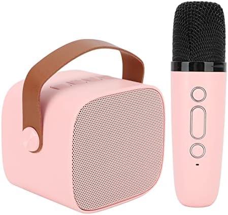 Septpenta Kids Karaoke Machine, Portable Bluetooth Speaker with Wireless Microphone, Fun Voice Changing Singing Toys, Birthday Gifts for Kids and Adults Parties (Pink and Gold)