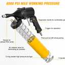 GOOACC Pneumatic Grease Gun 6000 PSI 14oz Heavy Duty Air Operated Grease Gun Kit with 18" Spring Flex Hose Rigid Pipe Coupler Pistol Grip Grease Guns for Automotive Farm Industrial Marine, Yellow 6PCS