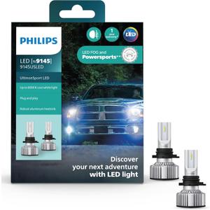 Philips UltinonSport 9145 LED Bulb for Fog Light and Powersports Headlights, 2 Pack