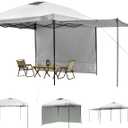 KAMPKEEPER 10x10 Easy Pop Up Canopy Tent with Sidewalls (White, with 2 sidewall)
