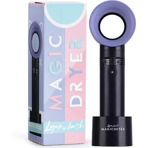 Lyon Lash Portable USB Rechargeable Bladeless Mini Fan/Air Conditioning Blower/Handheld Cooling Dryer, Essential Eyelash Extension Supplies, Dries Eyelash Extensions Glue/Adhesive Rapidly (Black)