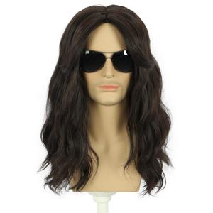 karlery California 80s Rocker Wig Men Women Long Curly Dark Brown Halloween Costume Anime Wig