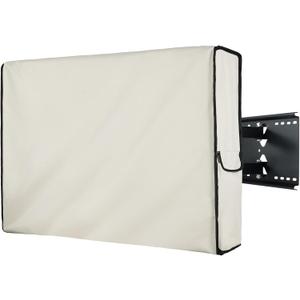 Porch Shield 63-65 inches Outdoor TV Cover Universal Weatherproof Protector for LCD LED Plasma Flat TV Screen Compatible with Wall Mounts and Stands Beige