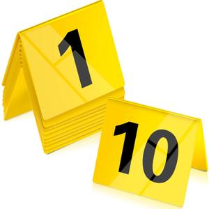 10 Pcs Evidence Markers Detective Scene Markers Decorations Number ID Tents for Clue Game Murder Theme Halloween Party Supplies, Yellow