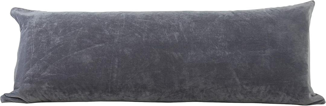 EVOLIVE Soft Micromink, Faux Fur, Faux Suede, Faux Velvet Body Pillow Cover 21"x54" Replacement with Zipper Closure (21"x54" Body Pillow Cover, Grey)
