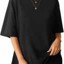 MANGOPOP Women's Oversized T Shirts Short Sleeve Crewneck Loose Fit Tops Summer Basic Gym Workout Clothes (X-Large)