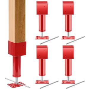 Lasnten 2 Pcs 4.5x4.5 Screw Jack Post 14.5" - 18.5" Height Range 24700 lbs Load Capacity Adjustable Temporary House Jacks for Leveling Flooring Basement Shore Beams Foundation Repair(Red)