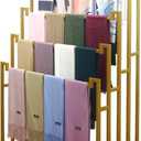Floor Standing Scarf Display Stand, Metal Freestanding Scarf Holder Organizer, Towel Rack for Commercial Clothing Retail Store Sheets Suit Pants (Color : Gold, Size : 80X40X150CM)