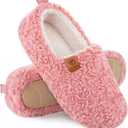 EverFoams Womens Soft Curly Full Slippers Memory Foam Lightweight House Shoes Cozy Loafer with Polar Fleece Lining (8.5, Pink)