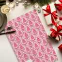 Pink Merry Christmas Tree Kitchen Towels, Coquette Christmas Tree Hand Towels for Bathroom, Preppy Pink Xmas Striped Holiday Dish Tea Towel for Kitchen Decor, 16x24 Inch Set of 2 (Color 17)