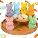 Easter Decorations,6 Pcs Bunny Table Decorations Wooden Spring Signs for Home,Cute Bunny Table Decor with Jute Twine Bow Spring Decorations for Home Room and Party Favors Easter Tiered Tray Tabletop Indoor Gift