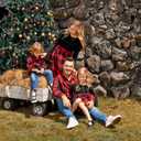 PATPAT Family Matching Outfits Mommy and Me Dresses Matching Set Long Sleeve Plaid Midi Dress and Casual Button Down Shirts (6-7 Years, Black)