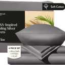 Miracle Made Breathable Cotton Bed Sheets, 4-Piece Set  Silver-Treated, Soft and Cool-to-the-Touch Lightweight Bedding Designed for Hot Sleepers  Full Size, Stone