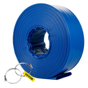 VEVOR Discharge Hose, 3' x 105', PVC Lay Flat Hose, Heavy Duty Backwash Drain Hose with Clamps, Weather-proof & Burst-proof, Ideal for Swimming Pool & Water Transfer, Blue