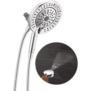 Delta 6-Setting In2ition 2-in-1 Dual Shower Head with Handheld High Pressure ProClean Spray, Chrome Detachable Shower Head with Hose, 1.75 GPM Flow Rate, Chrome 
