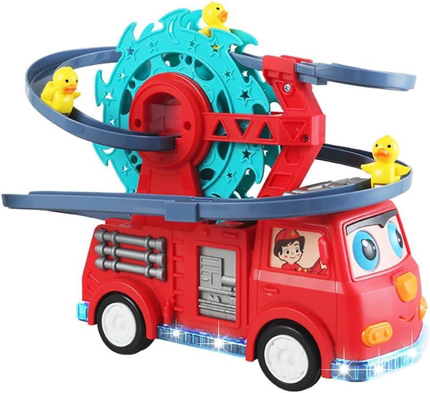 NEXTAKE 2-in-1 Fire Engine Slide Toy for Kids  Interactive Toddler Playset with Music, Lights, Racing Track & Ferris Wheel  Fun Birthday Gift Idea for Boys Girls Ages 3 4 5