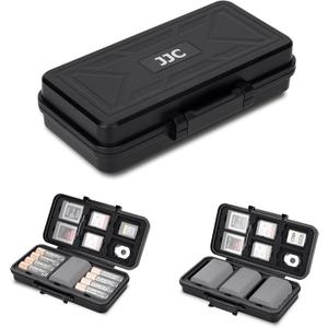 JJC Camera Battery SD Card Case for 3 Camera Batteries, 6 SD/5 CFexpress Type A/6 CFexpress Type B or XQD Cards, Water-Resistant & Shockproof DSLR Battery Holder for Canon LP-E6 Sony NP-FZ100