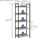 NUMENN Bookshelf, 5 Tier Bookshelves, Home Office Bookcase Shelf Storage Organizer, Free Standing Storage Shelving Unit for Bedroom, Living Room and Home Office, Grey