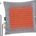 Syrinx Heated Pillow with 3 Temperature Setting-Soft Lumbar Support Cushion, Portable Electric Heating Pillow for Abdomen, Neck, Leg, Relief Fatigue, Easy to Clean,17.7"x17.7",Grey