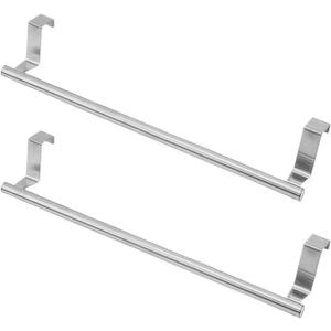 14.37" 2-Pack Stainless Steel Kitchen Towel Holder with Clean Look, Over The Cabinet Towel Holder for Daily Dish Towels, Kitchen Towel Rack Over Cabinet Door for Kitchen Organization