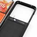 Foluu for Motorola Razr 2024/2025 Case, Leather + Hard PC Shell Ultra Thin Slim Durable Protective Phone Case Cover (Black)